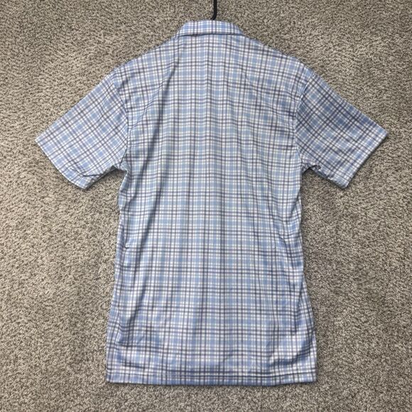 Collars And Co Polo Mens Small Blue Plaid Performance Golf Short Sleeve Poly - Picture 11 of 14